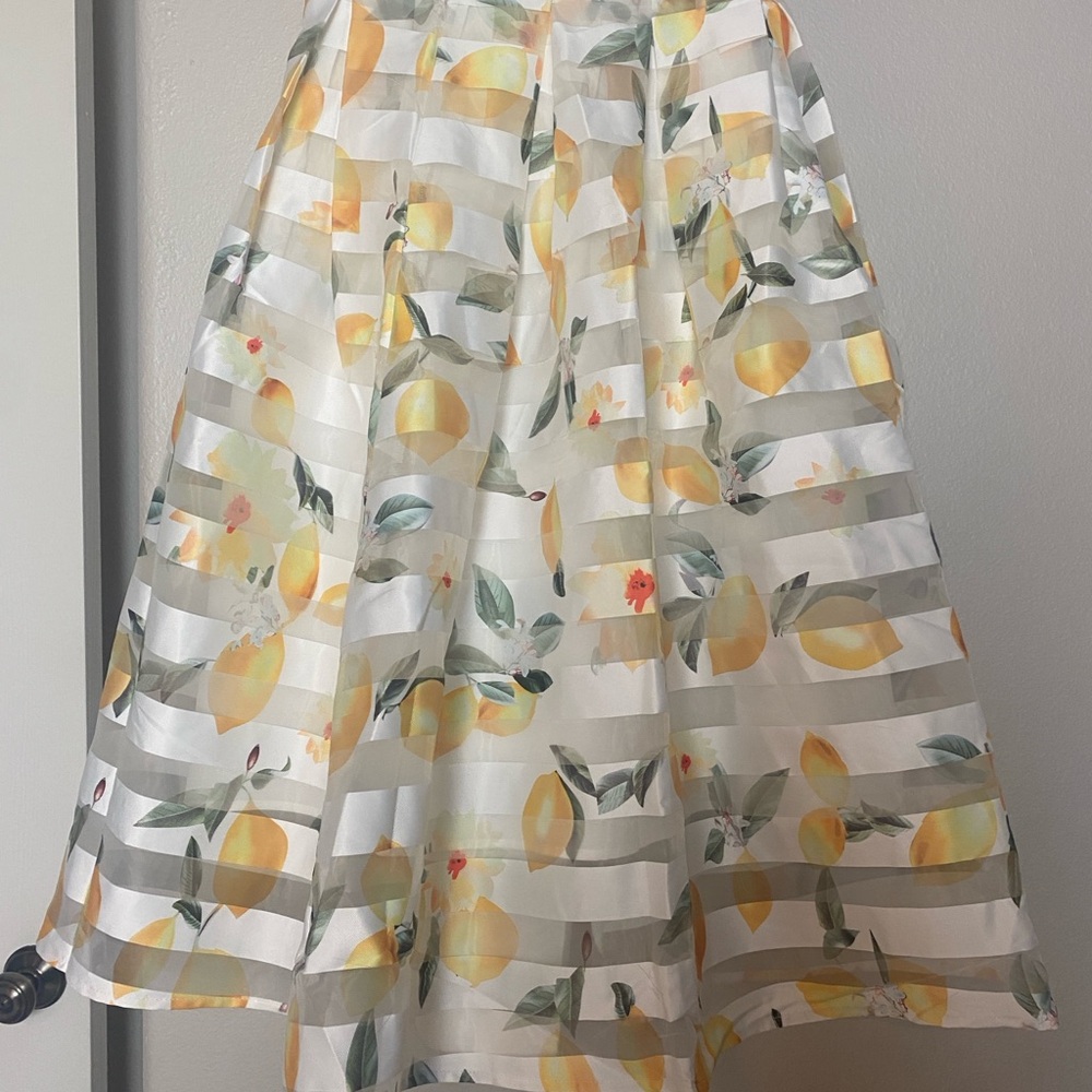 Lemon A-Line Skirt in Yellow and White
